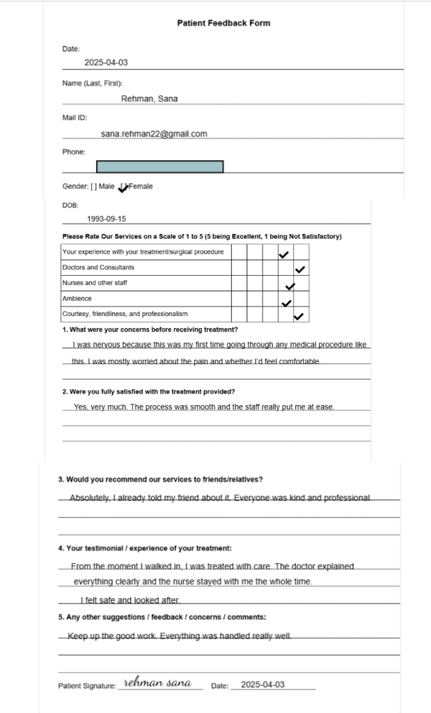 patients review form